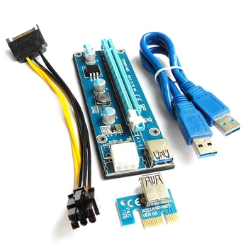 VER006C 60 СМ PCI-E Странично Card 006C PCI Express PCIE От 1X До 16X Адаптер USB 3.0 Кабел SATA До 6Pin Храна За Майнинга Миньор