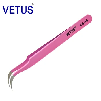 VETUS CS-15 Pink Пинсети Антикислотный, Антищелочный, Устойчиви на корозия от ESD, Антистатични Клещи За Удължаване на Мигли, Инструмент За Цъфтящи