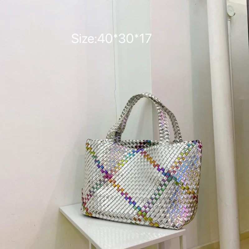 Голяма Чанта Голям-Тоут 2023 Дамска Мода Ретро Цветни Тъкани Дизайн, Чантата През Рамо, Ежедневни Универсална Чанта За Пазаруване В Крайградски Пътувания