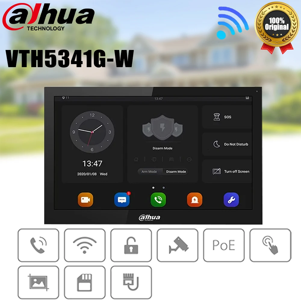 Dahua VTH5341G-W Безжичен POE 10-инчов WiFi IP Цифрова Вътрешен Монитор Със Сензорен Екран видео домофон Вграден Високоговорител за Домашно Сигурност