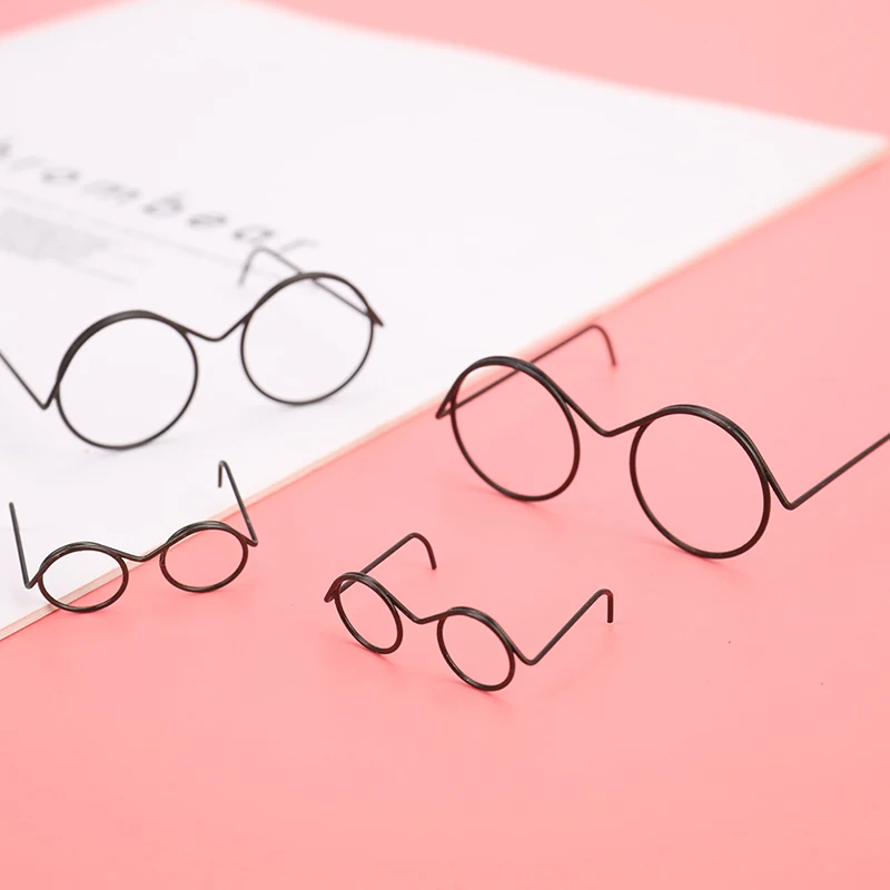 Модерен ретро очила с кръгли рамки очила, без лещи за куклено аксесоари