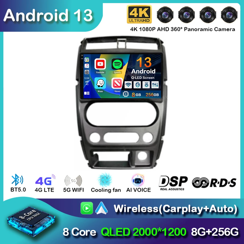 Android 13 Carplay Автомагнитола За Suzuki Jimny 3 2005-2019 Мултимедиен Плейър GPS Навигация Авто 2Din 2 Din DSP DVD Стерео