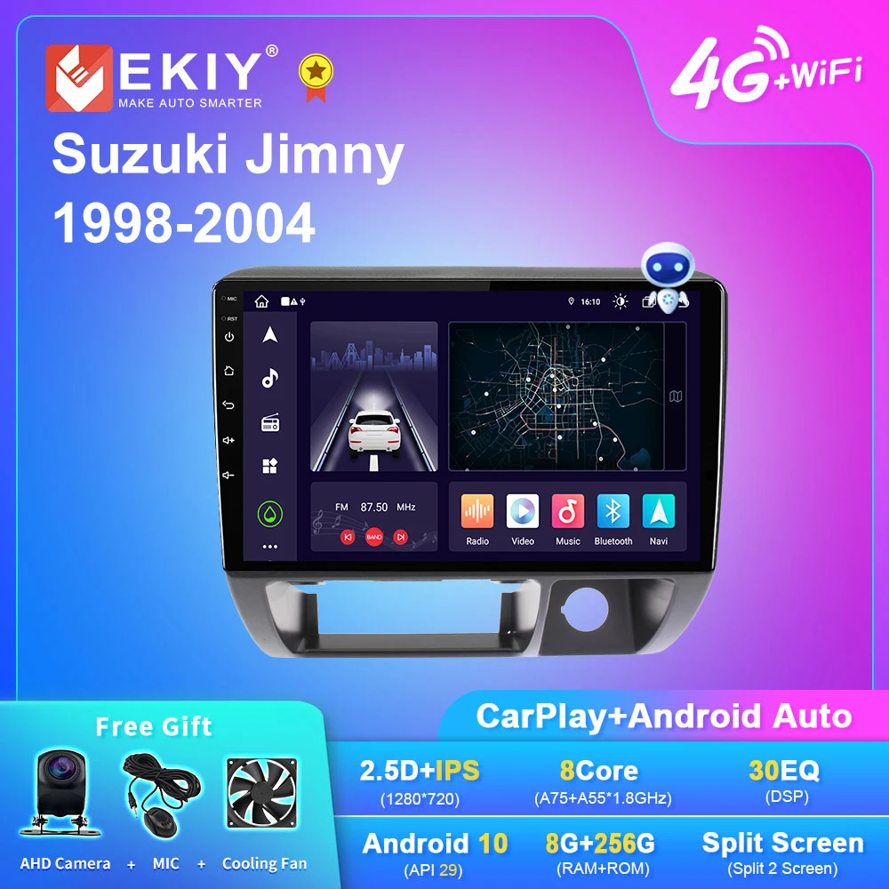 EKIY X7 Android 10 Автомобилен Радиоприемник За Suzuki Jimny 1998-2004 Стерео Мултимедиен Плейър Стерео GPS Carplay Без 2din DVD Навигация