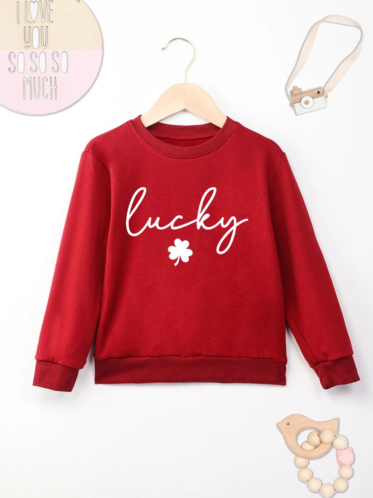 Облекло Lucky Kids, червен hoody с кръгло деколте и дълги ръкави за момчета и момичета, модни эстетичные детски качулки в стил харадзюку, пролет-есен