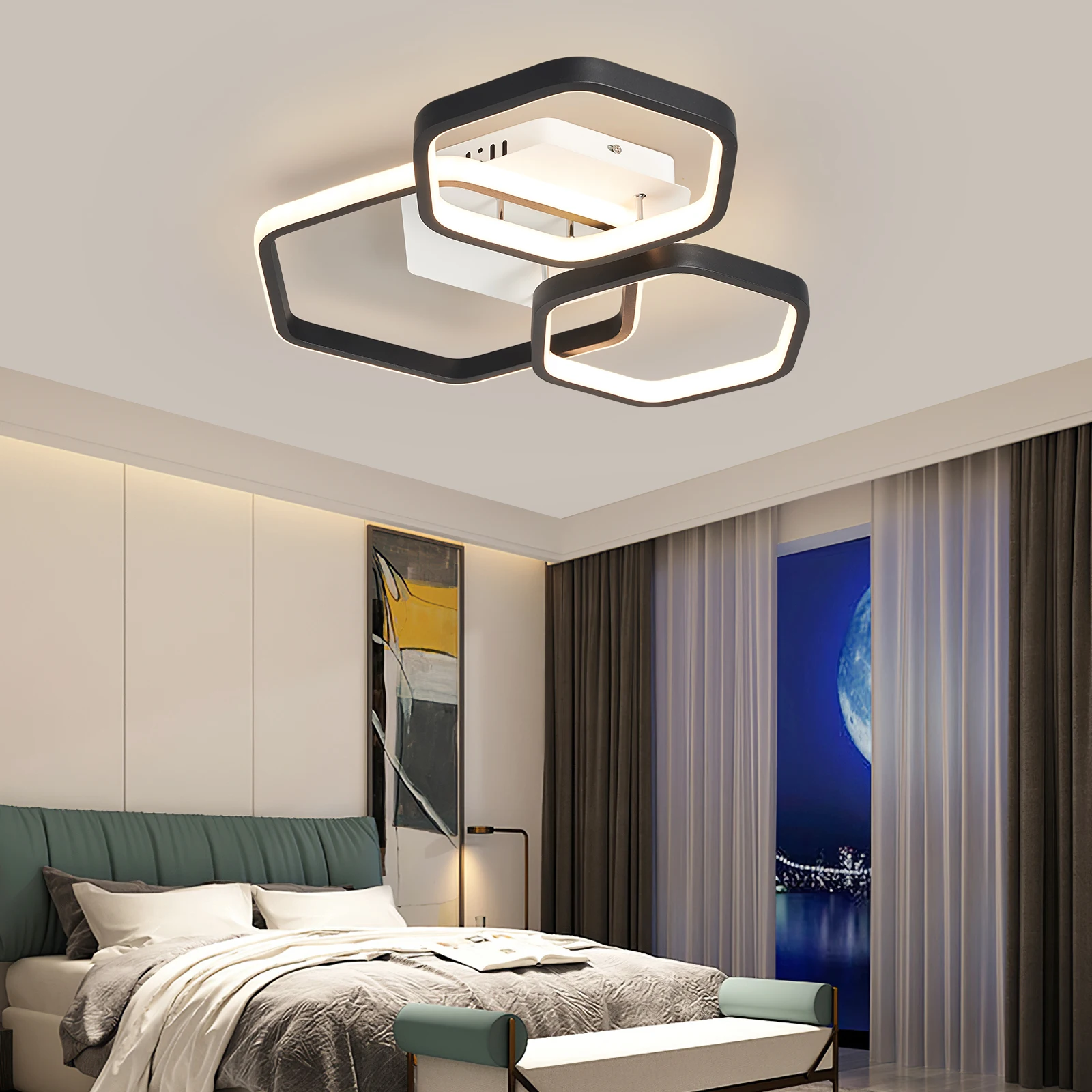 Креативни модерни Led таван, осветителни тела за хол, спалня, детска стая, Детска стая, домашно монтаж на таван лампа, работа със Smart Home Алекса