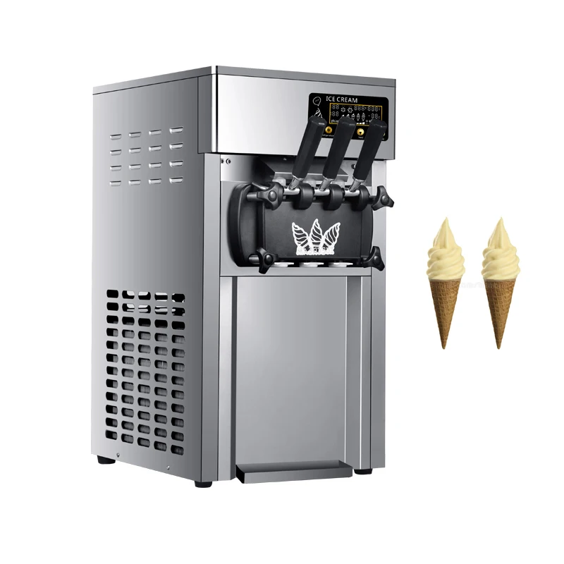 Машина за производство на сладолед с три вкусове, търговска машина за производство на мек сладолед, настолна машина за производство на сладолед с плодове