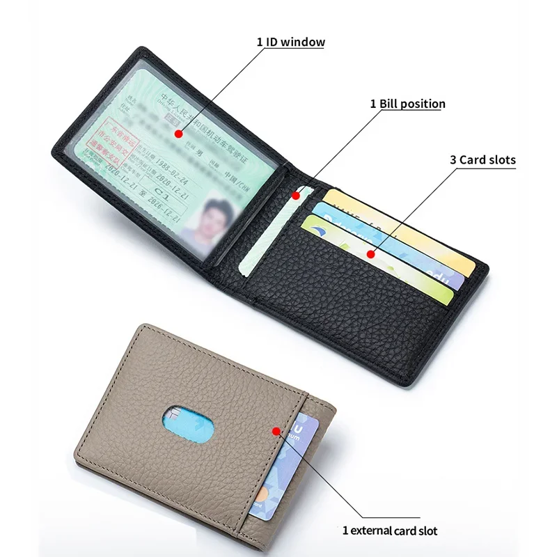 Притежател на шофьорска книжка, портфейл за карти от волска кожа, на RFID-корица за управление на документи, бизнес притежател на кредитна карта, тънък портфейл за мъже