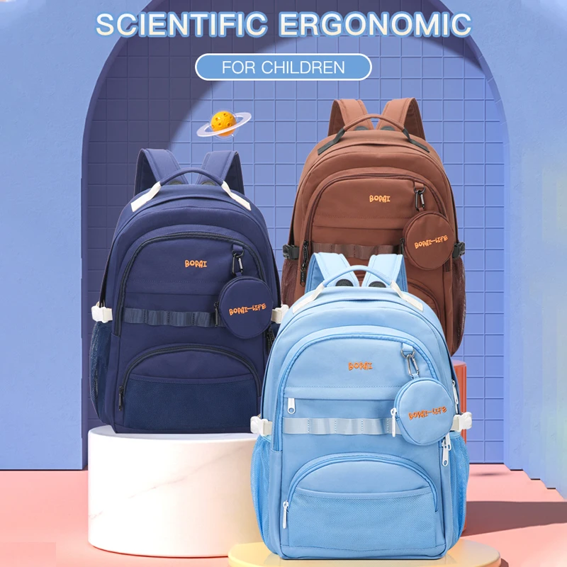 Детски чанти за начално училище BOPAI, многоцветни чанти за лаптоп, водоустойчив найлон студентски чанта за тийнейджъри,