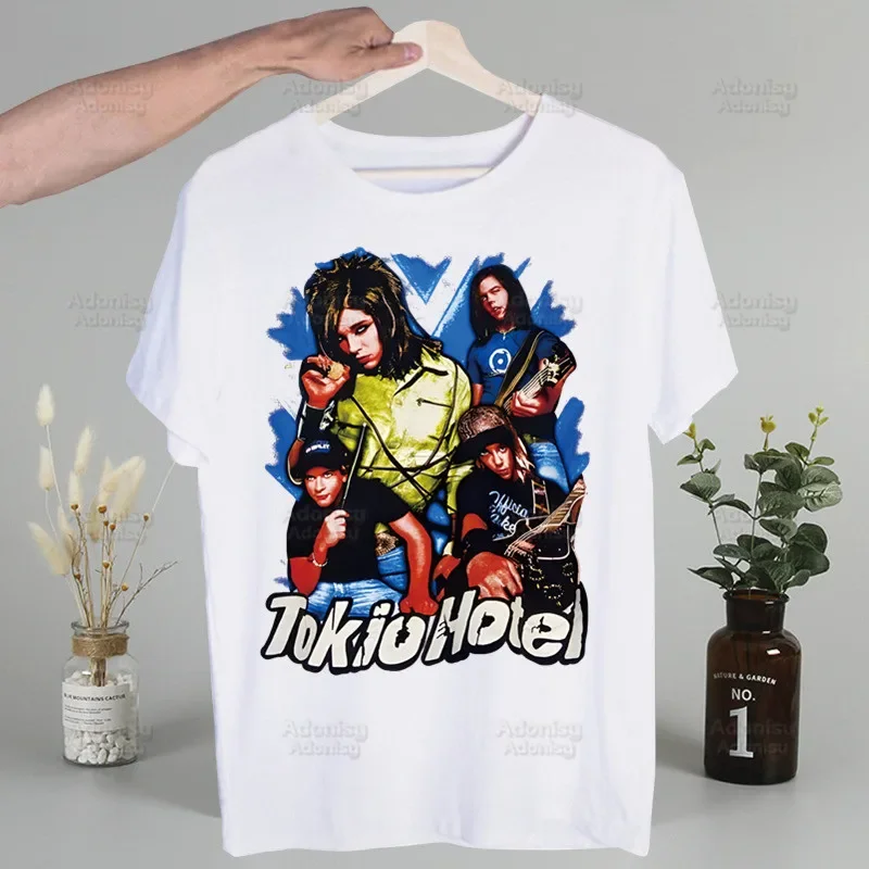 Tokio Hotel Group Rock Music Y2K Естетически Тениска Мъжка Риза Harajaku Мъжки Дрехи Годишна Ежедневна Тениска С Принтом Блузи С Къс Ръкав