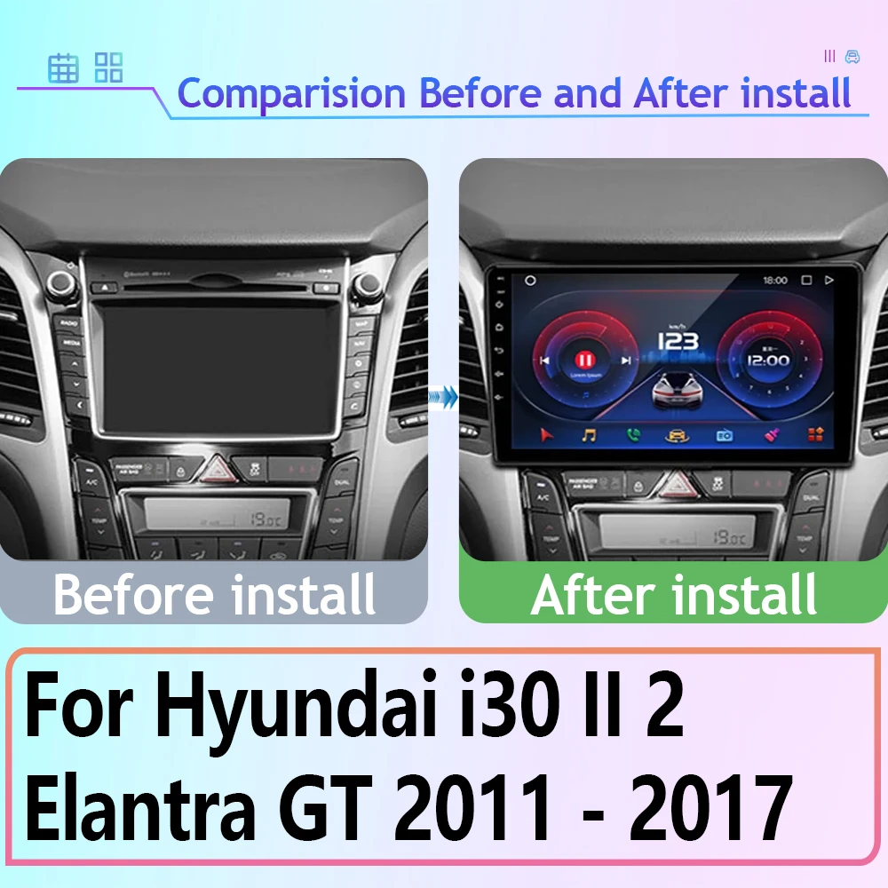Android на авточасти За Hyundai i30 Elantra II 2 GD 2011-2017 Carplay Навигация Стерео Авто Радио Мултимедиен Плейър на Екрана 4G БЕЗ 2din