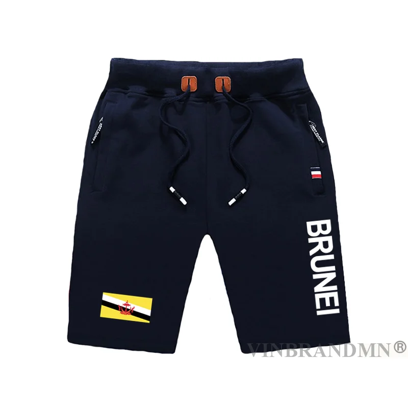 Нация Бруней мъжки плажни шорти нови мъжки плажни шорти флаг тренировъчен джоб с цип спортен културизъм 2022 BRN Bruneian