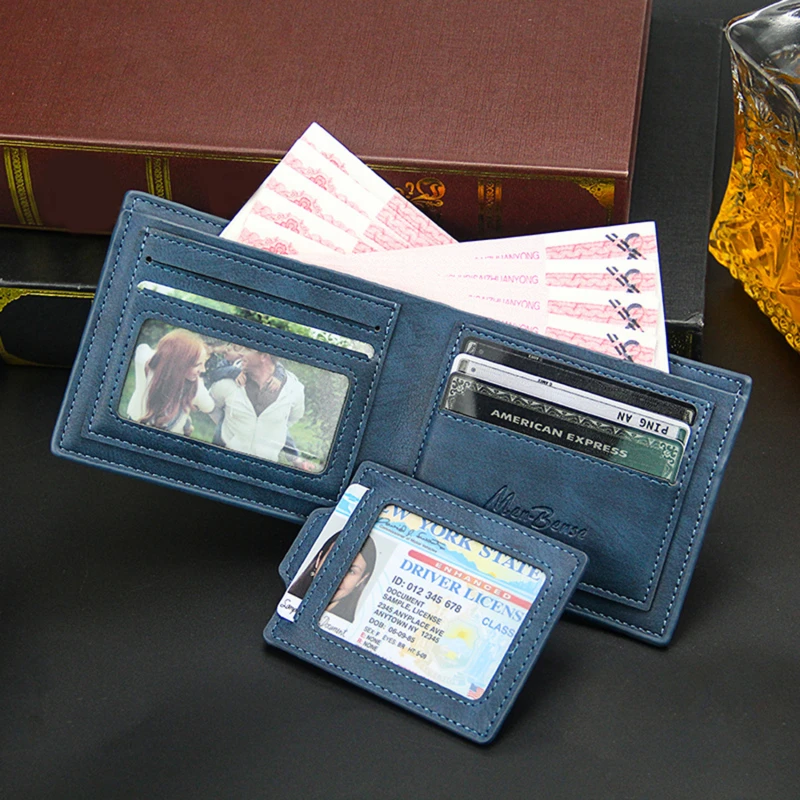2023 Класически мъжки портфейли Ретро портфейл от естествена кожа RFID Противоугонный Кратък Сгъваем Държач за визитки в Чантата си Портфейла Man