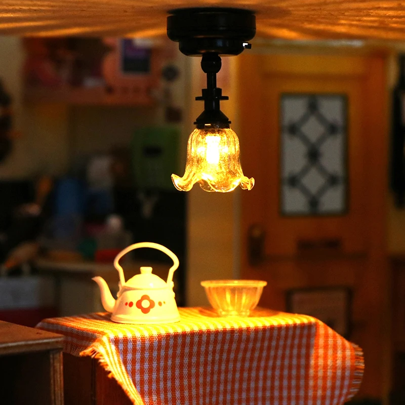 Миниатюрен куклена къща 1: 12, led лампа, Тавана лампа, Полилей, монтиран на стената лампа, мини-модел на домашно осветление, Декор, Играчки, Аксесоари за кукла къща