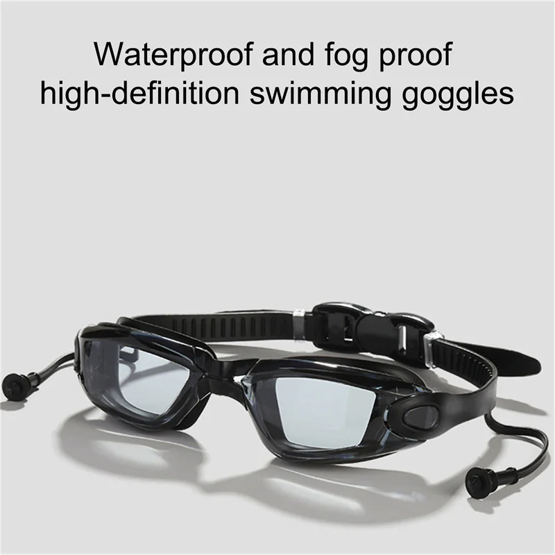 Защитни очила за плуване с затычками за уши, водни видове спорт, за възрастни, практичен силиконов гмуркане, Водоустойчив Професионална защита от uv
