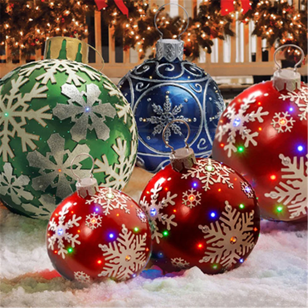 PVC Надуваеми Топки за Коледна Украса На Открито Снежна Полето Начало Декор Празничен Коледен Подарък 60 см Топки Играчки За Елха