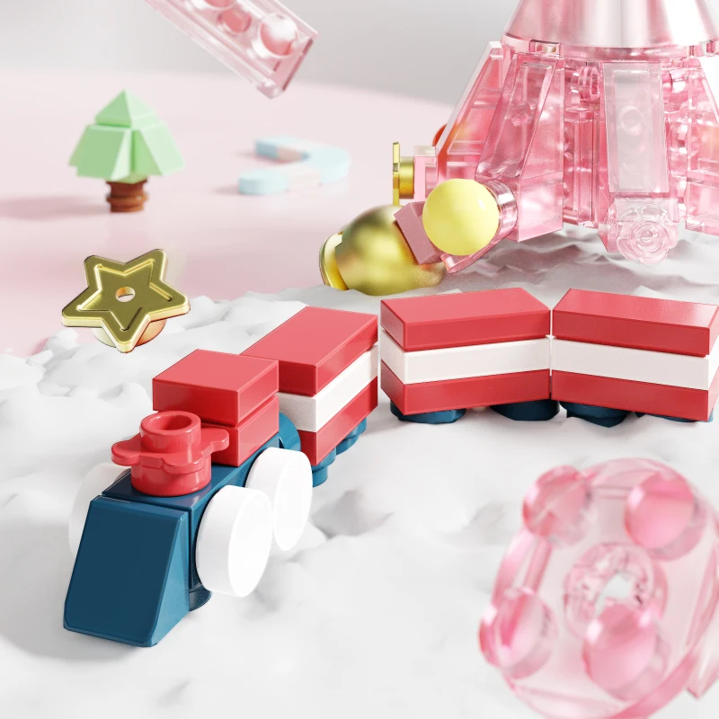 Коледно дърво Въртящо се Колело Музикална Ковчег Градивен елемент от по-малки частици с подсветка В събирането на Декоративна играчка Коледни Подаръци