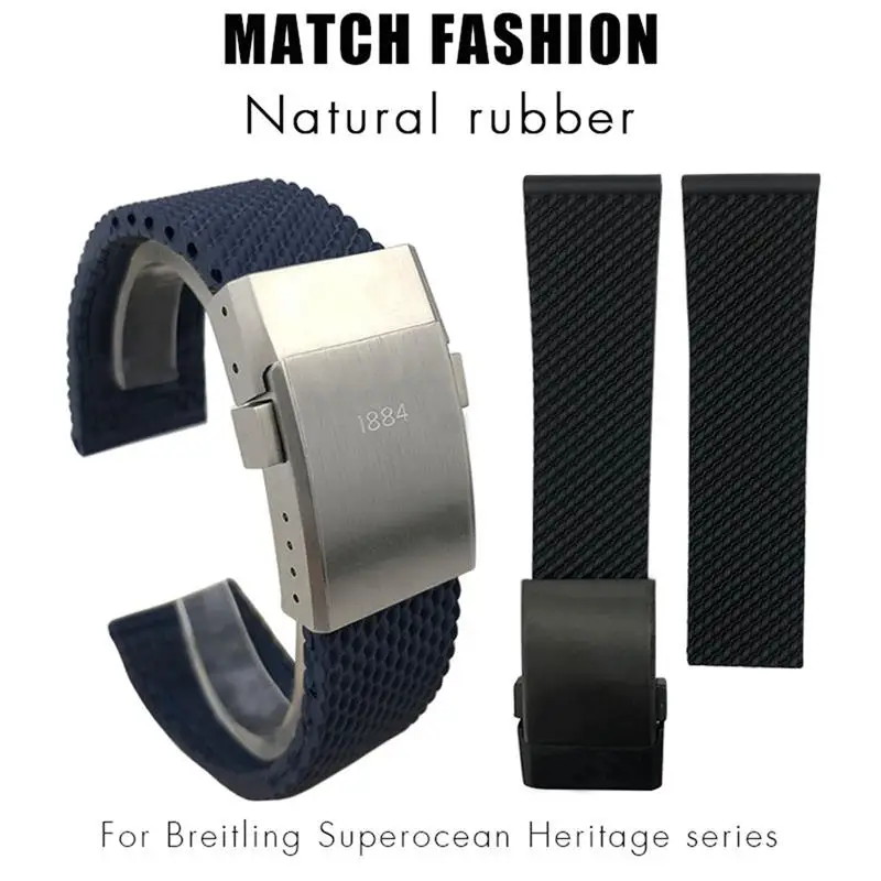 Каишка от каучук HAODEE 22 мм, 24 мм часовник Breitling ss superocean Heritage Avenger Challenger, тъкани силикон водоустойчив меки часовници