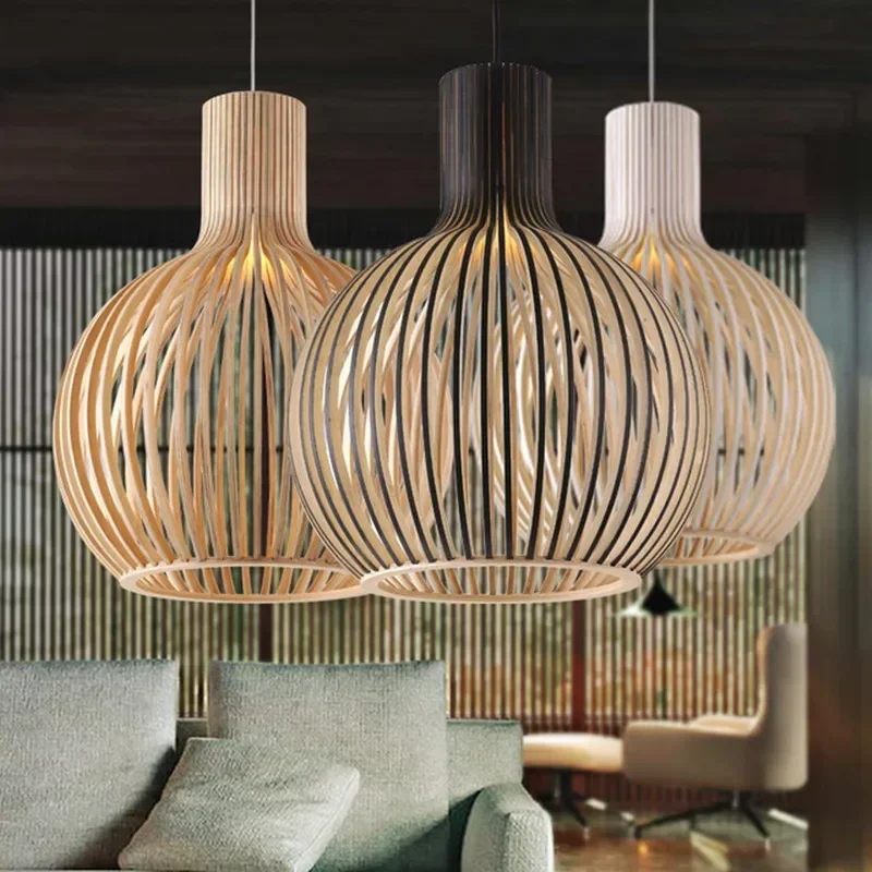Холандски дизайнер VIP В стил Кънтри Foscarini Полилеи в дървена клетка Лампа От черен бамбук осветителни Тела Директен Доставка