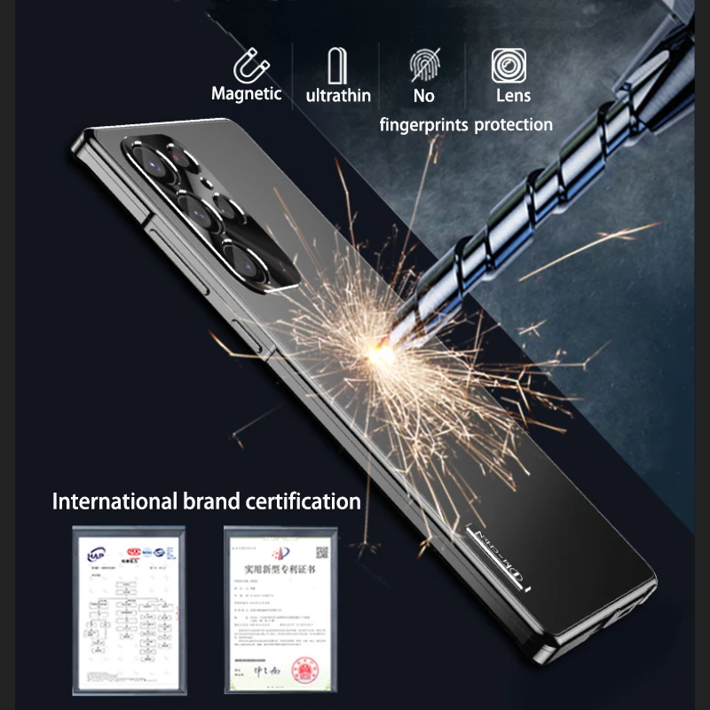 За Samsung Galaxy S23 S21 S22 ultra case Метална магнитна защитната обвивка на камерата за S23 от ултра-тънък от алуминиева сплав
