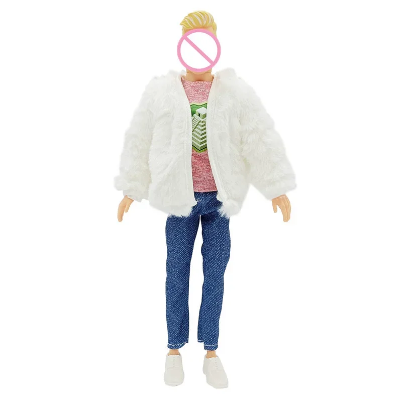Мъжки дрехи за кукли 30 см, пуловер, палто и аксесоари от три части, обувки, подходяща за 1/6 от мъжките играчки Barbies