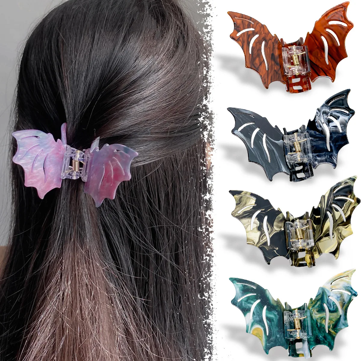 2023 Нов клип за коса във формата на крила на прилеп, Корейската готина сладка шнола за коса, Подаръци за Хелоуин, Празнични аксесоари за коса за жени