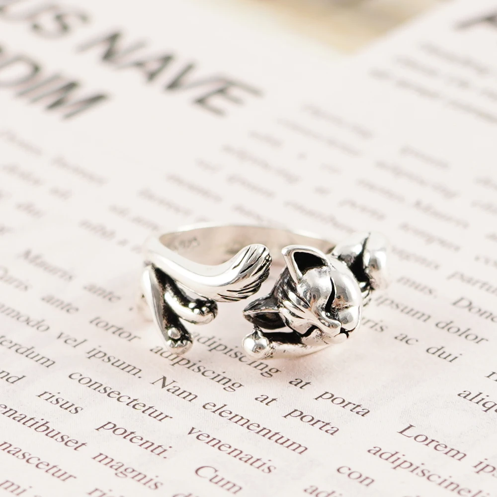 Модни Сладък женски откриване на пръстени във формата на котка-на съдбата, Сребърен цвят, Денс парти, пръстен на пръста си, Нежен подарък за момиче, на Нови модерни декорации