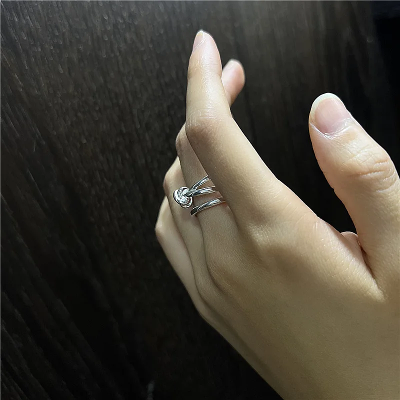 Многослойно пръстен от сребро S925 проба с възел, дамски знаменитост тежка индустрия, моден блогър, същите бижута на едро