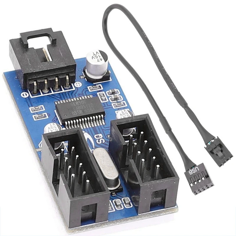 Конектор от 1 до 2 9Pin конектор USB 2.0 с удлинителем за дънната платка Адаптер hub
