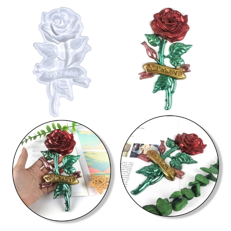 R3MC Лъскава силиконова форма за рози, Стенни Стереофоническая форма за Валентинок, украса със собствените си ръце, висящи форми за производство на продукти от епоксидна смола