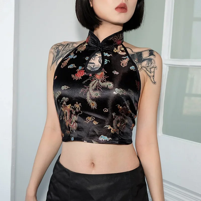 Онлайн магазин за Китайски Дамски дрехи 2020, Китайска Риза, Блуза Hanfu Qipao, Съкратен Топ За Жени, Китайски Черен Топ, Рокля 10116
