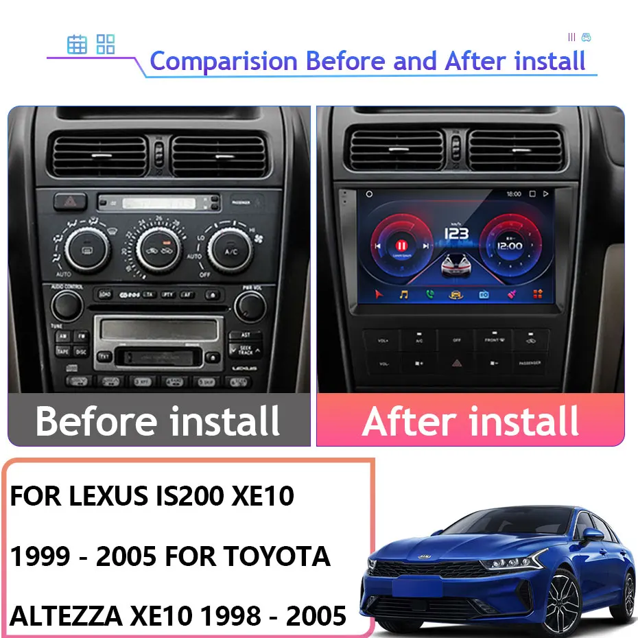 Авто Кола радиоплеер за Lexus IS200 XE10 1999-2005 За Toyota Altezza XE10 1998-2005 Android Навигация BT 5G Wifi БЕЗ 2din DVD