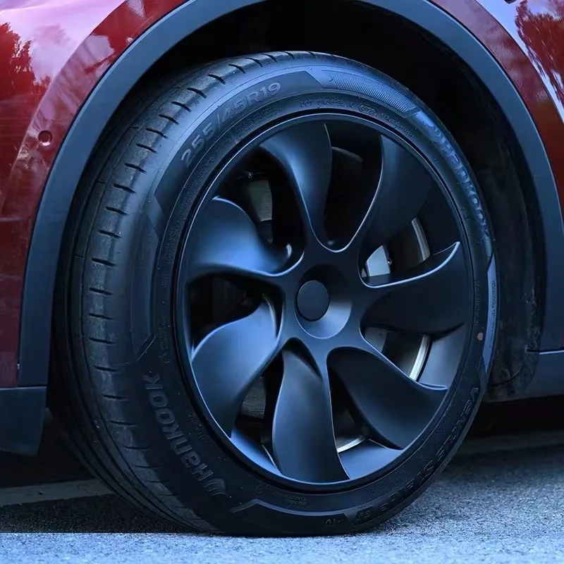 Капачката на главината 4шт, работа на смени капачката на колелата на автомобила, 19-инчов авто капачка, с пълно покриване на джантата, Аксесоари за Tesla Model Y 2018-2023