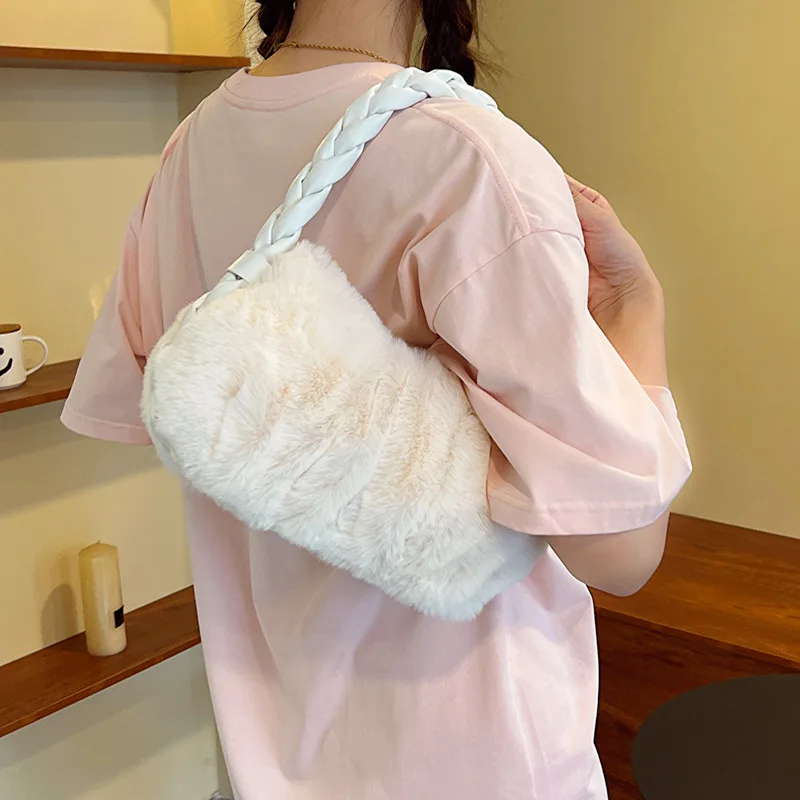 Мека, топла кожа чанта, дизайнерски дамски плюшени чанта през рамо, голяма чанта голям-месинджър чанта-скитник