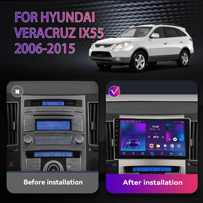 За Hyundai Veracruz iX55 2006-2015 Безжичен CarPlay Android 12 Авторадио Автомобилен Мултимедиен GPS 2din Автомобилен Плейър Навигация