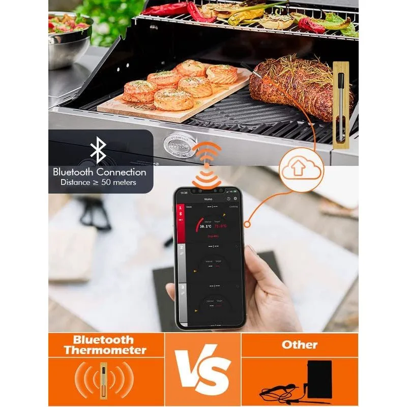 Хранително-вкусовата термометър с две игли Кухненски инструменти за приготвяне на храна Фурна, Грил Интелигентен Цифров безжичен термометър за месо Bluetooth аксесоари за барбекю