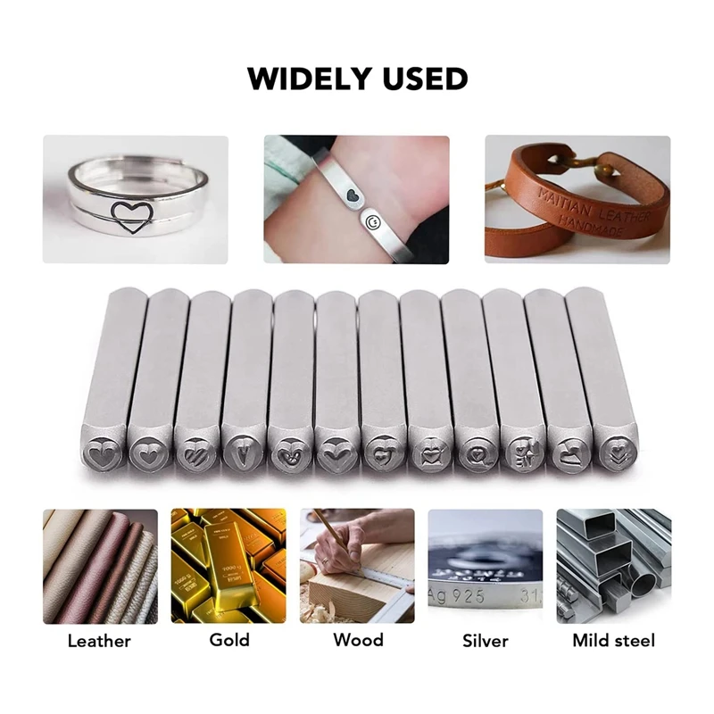 Комплект метални щанци от 12 теми, набор на щанци за пробиване на метал 3 мм (1/8 инча)