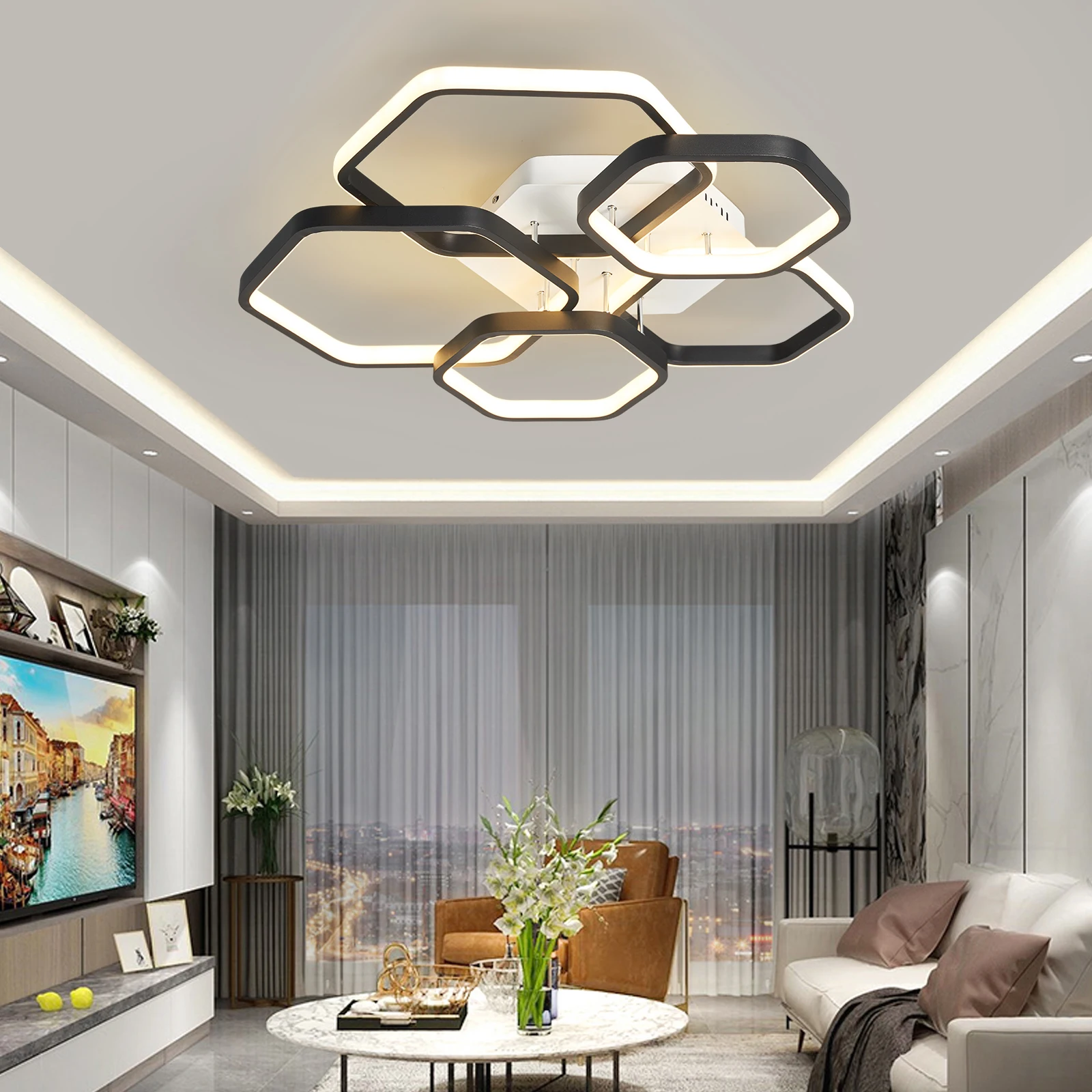 Креативни модерни Led таван, осветителни тела за хол, спалня, детска стая, Детска стая, домашно монтаж на таван лампа, работа със Smart Home Алекса