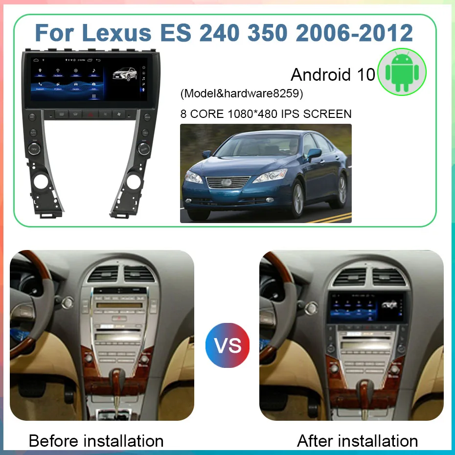 Android За Lexus ES 240 350 2010 2006-2012 GPS Навигационна Система за Кола Радио Bluetooth Радио Безжичен Carplay 6G + 128 GB Главното устройство