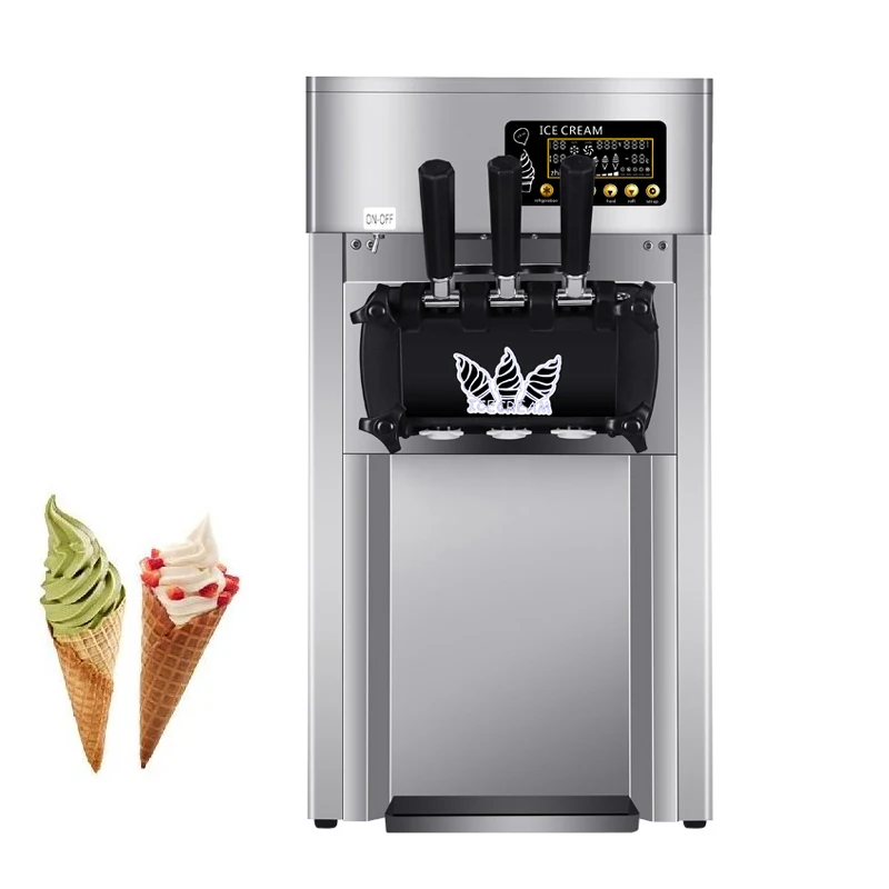 Машина за производство на сладолед с три вкусове, търговска машина за производство на мек сладолед, настолна машина за производство на сладолед с плодове