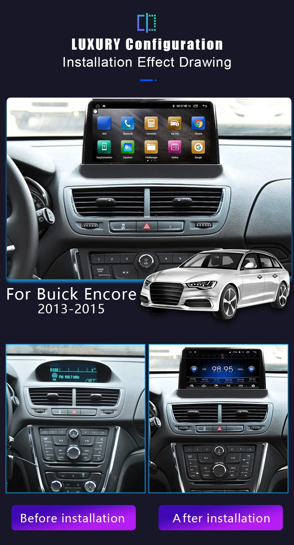 за Buick Encore 2013-2015 аудио 2 din android приемник в стил tesla автомобилен мултимедиен DVD плейър GPS