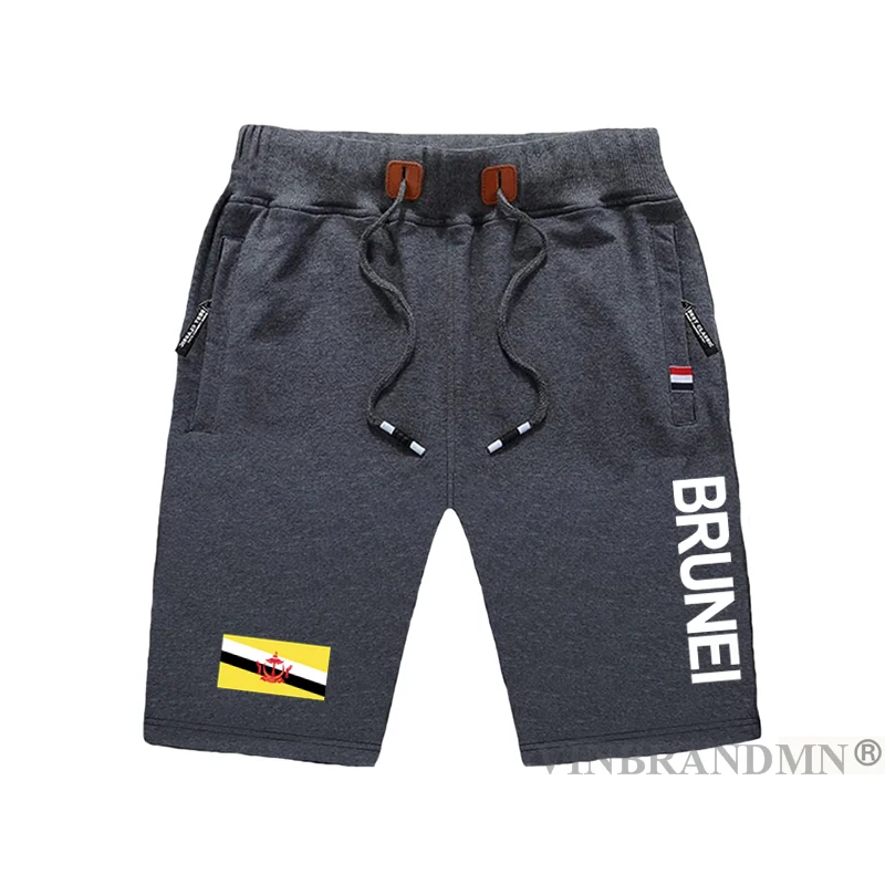 Нация Бруней мъжки плажни шорти нови мъжки плажни шорти флаг тренировъчен джоб с цип спортен културизъм 2022 BRN Bruneian