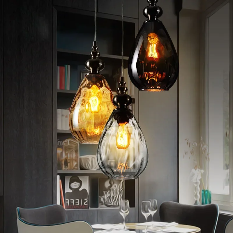 Модерна посуда Стъклена Окачена лампа за Вътрешно Осветление, маса за Хранене Полилей Hoom Decor Лампа за спалня е в Скандинавските плафониери