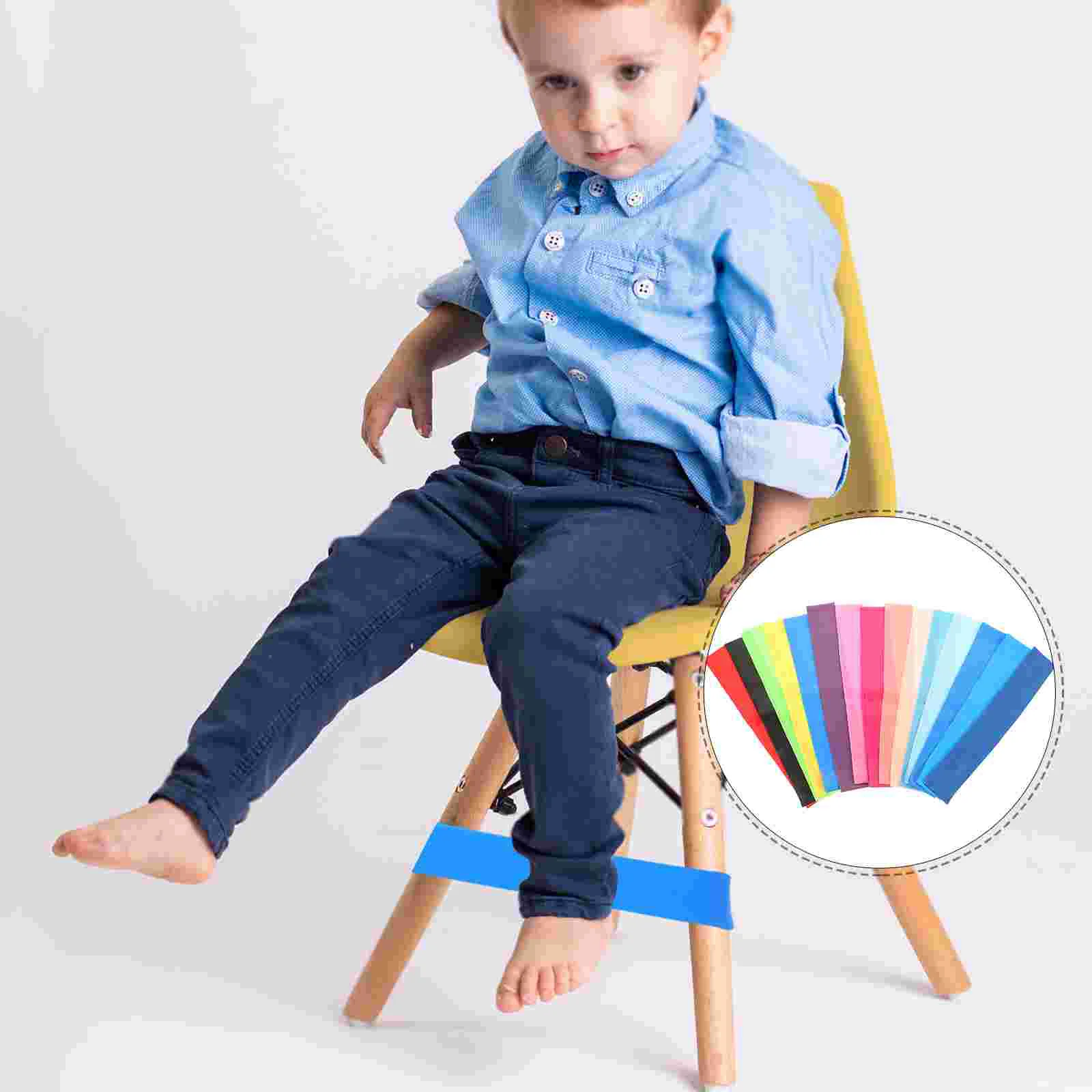 15 бр. еластични ленти за столове, панделки за столове за класни деца с неспокойни крака, цветни гумени ленти за столове