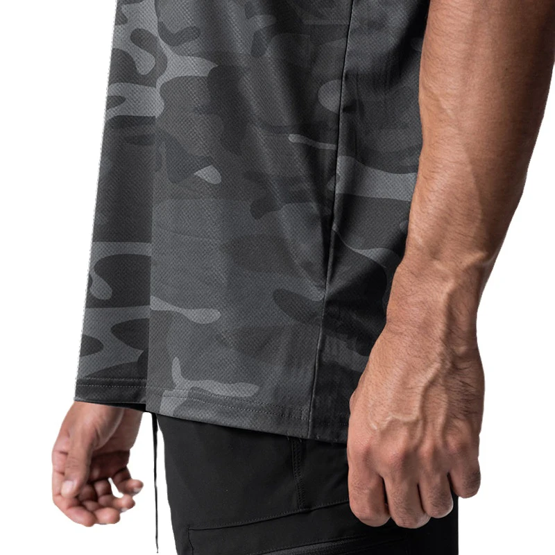 Летни тънки камуфлаж половината ръкав слънцезащитни дрехи военни учебни къс ръкав за мъже кръгло деколте свободна тениска