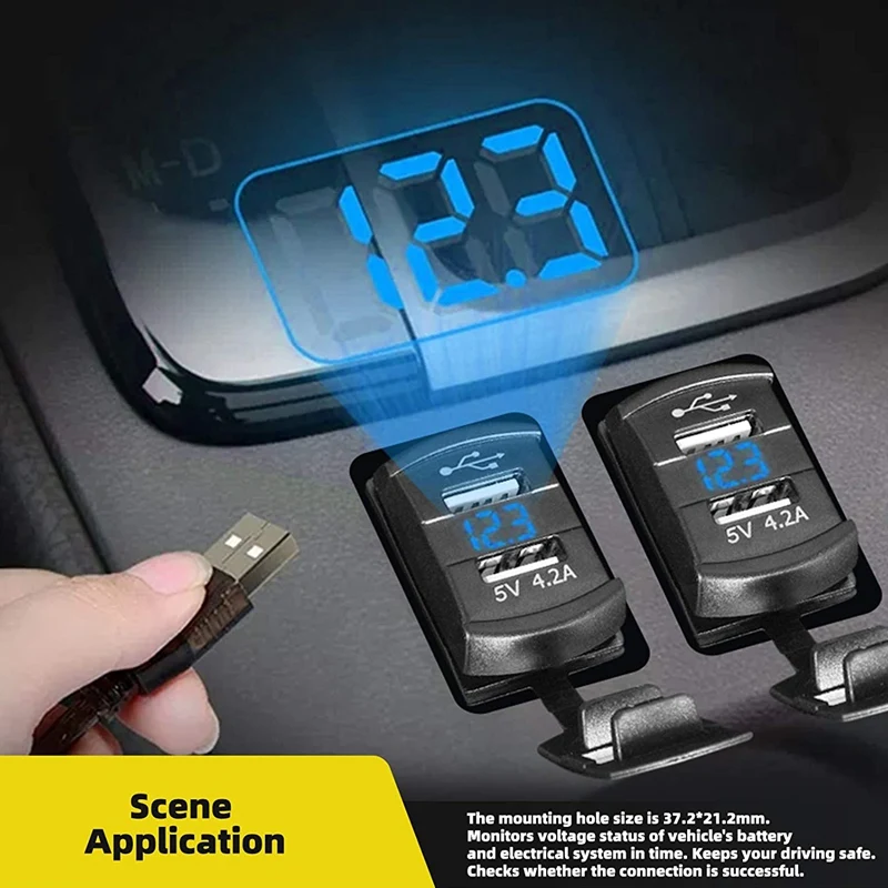 Двойна USB-кулисный ключ, led цифров волтметър за бързо зареждане на електронни устройства, универсален за всички автомобили 12 v-24