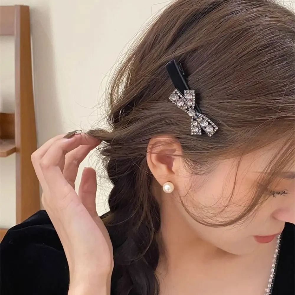 Черна шнола за коса с кристали, цветя, Перли фиби в Корейски стил, Шнола за коса, аксесоари за коса, кристална лък, шнола за коса всеки ден