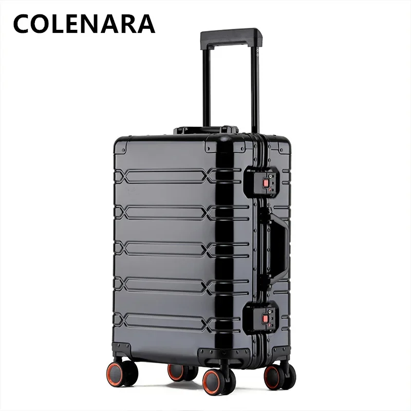 Ръчния багаж COLENARA 29-инчов калъф за колички от алюминиево-магнезиева сплав, мъжки 20-инчов посадъчен кутия на колела, куфар количка