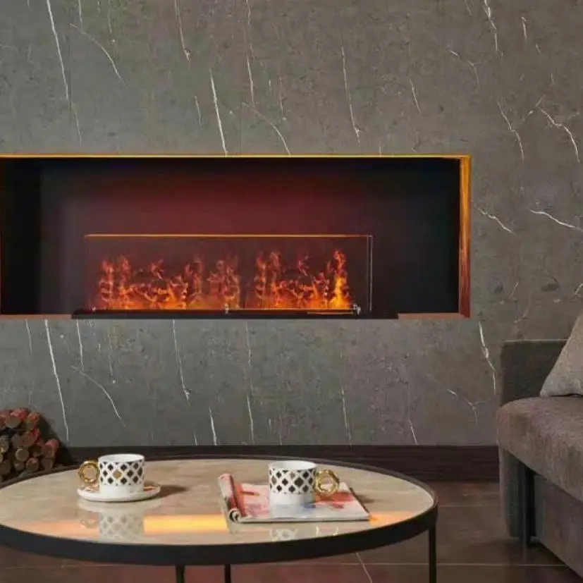 Интелигентна отделно стоящи електрически 3D-камини с водно пара от неръждаема стомана, декоративни стил с led пламък за вътрешно горене