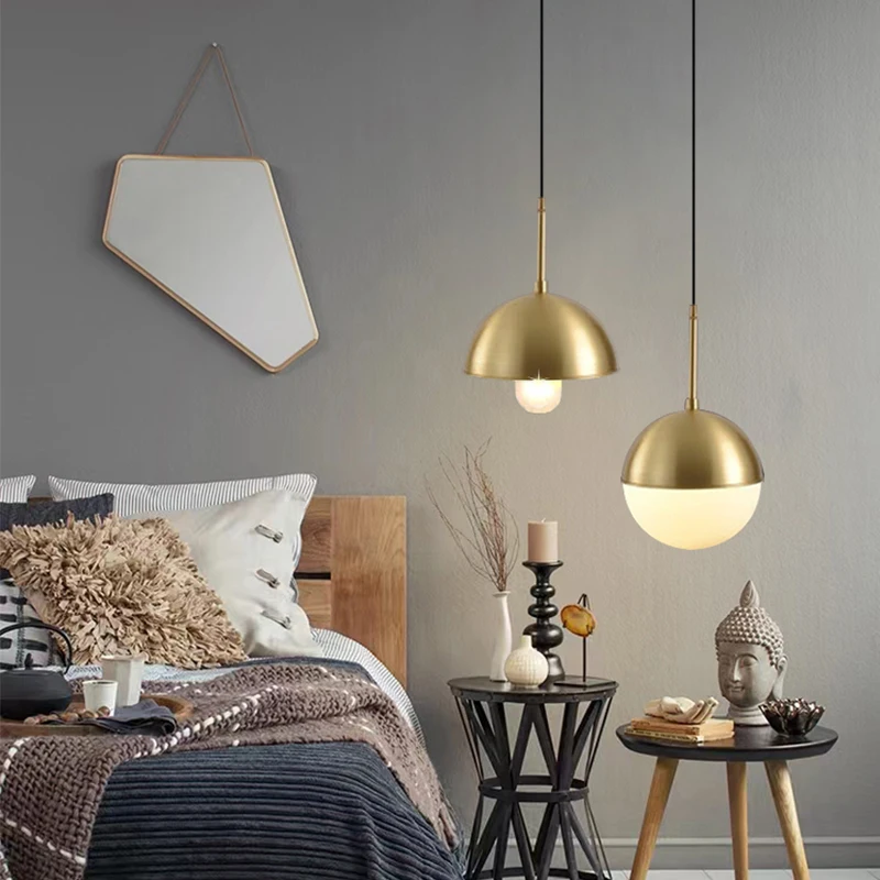 Висящи лампи Mordic Стъклената Топка, ретро златен обръч, модерна led подвесная лампа за дневна, домашен лампа за промишлени декор в стил loft