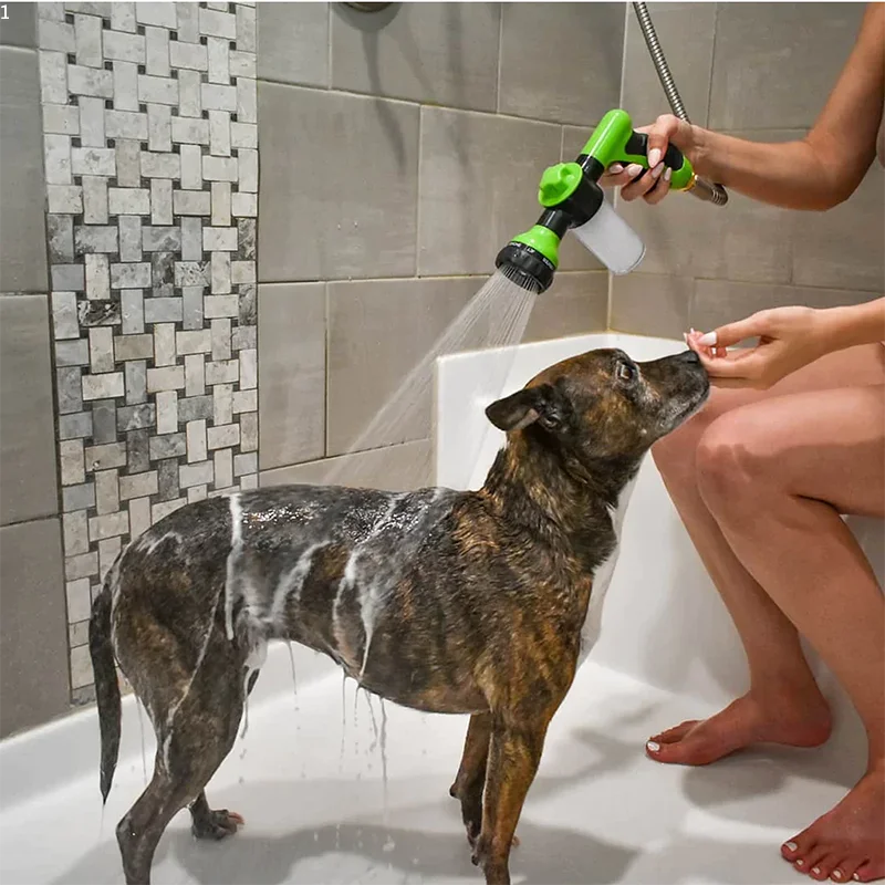 Регулируема мивка за домашни любимци, Дюза за високо налягане, Маркуч, пистолет за душ за кучета, Водна пяна, Спрей сапун, Инструменти за почистване на дома